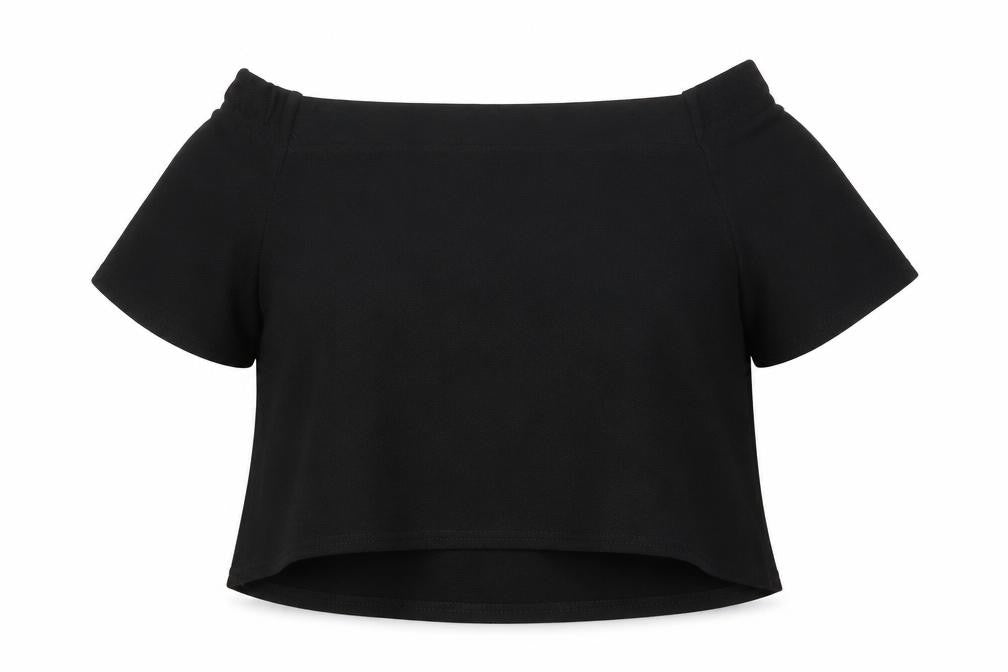 PRETTYLITTLETHING Womens Black   Cropped T-Shirt Size 12