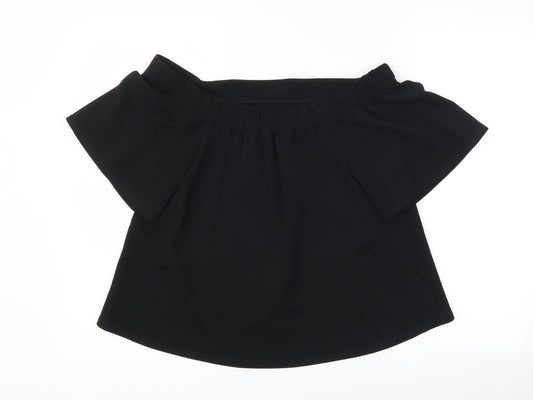 PRETTYLITTLETHING Womens Black   Cropped T-Shirt Size 12
