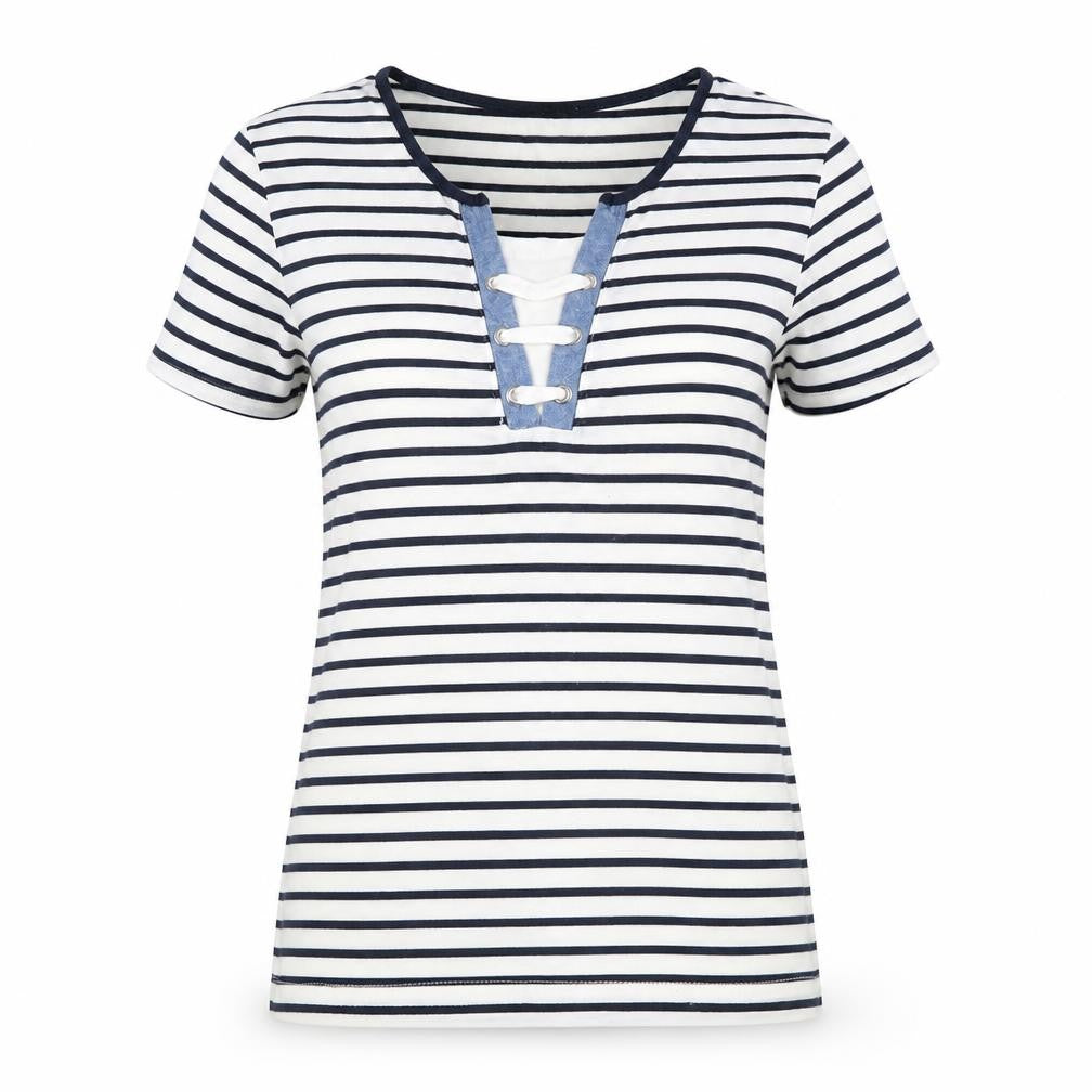 Bonmarché Womens White Striped Basic T-Shirt Size XS