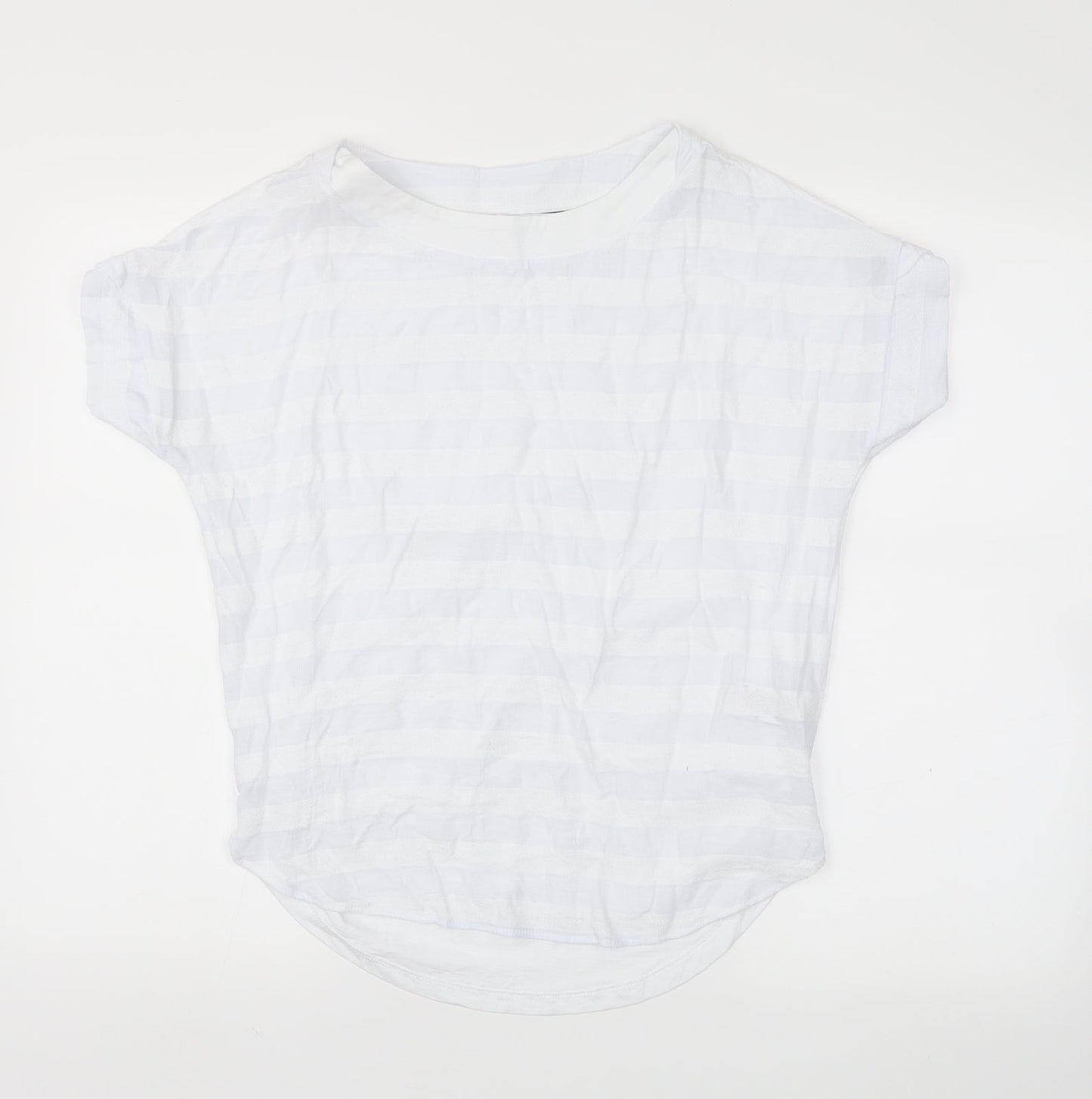 next  Womens White Striped  Basic T-Shirt Size 6