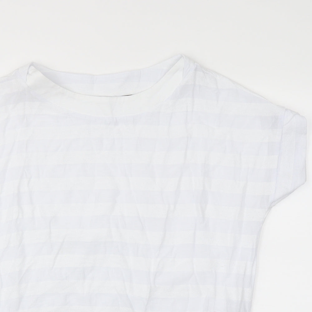 next  Womens White Striped  Basic T-Shirt Size 6