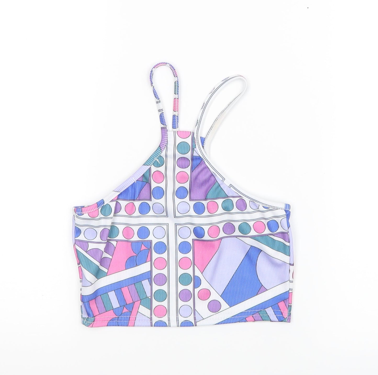 PRETTYLITTLETHING Womens Blue Geometric  Basic T-Shirt Size 6