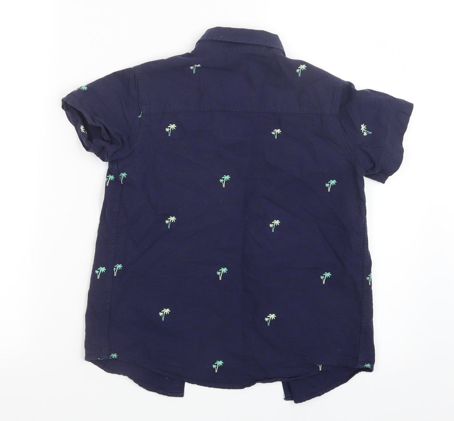 Blue Zoo Boys Blue Geometric  Basic Button-Up Size 9 Years  - Palm Tree