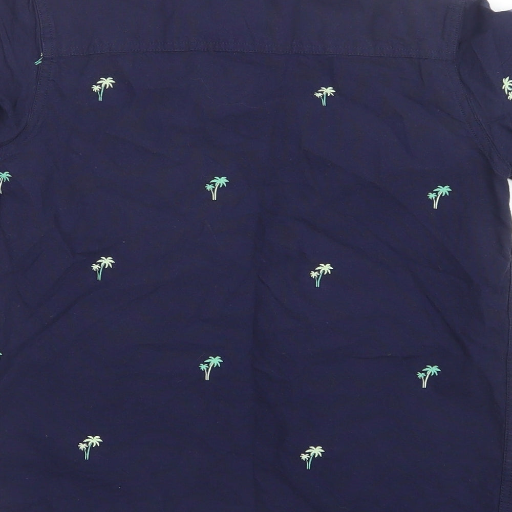 Blue Zoo Boys Blue Geometric  Basic Button-Up Size 9 Years  - Palm Tree