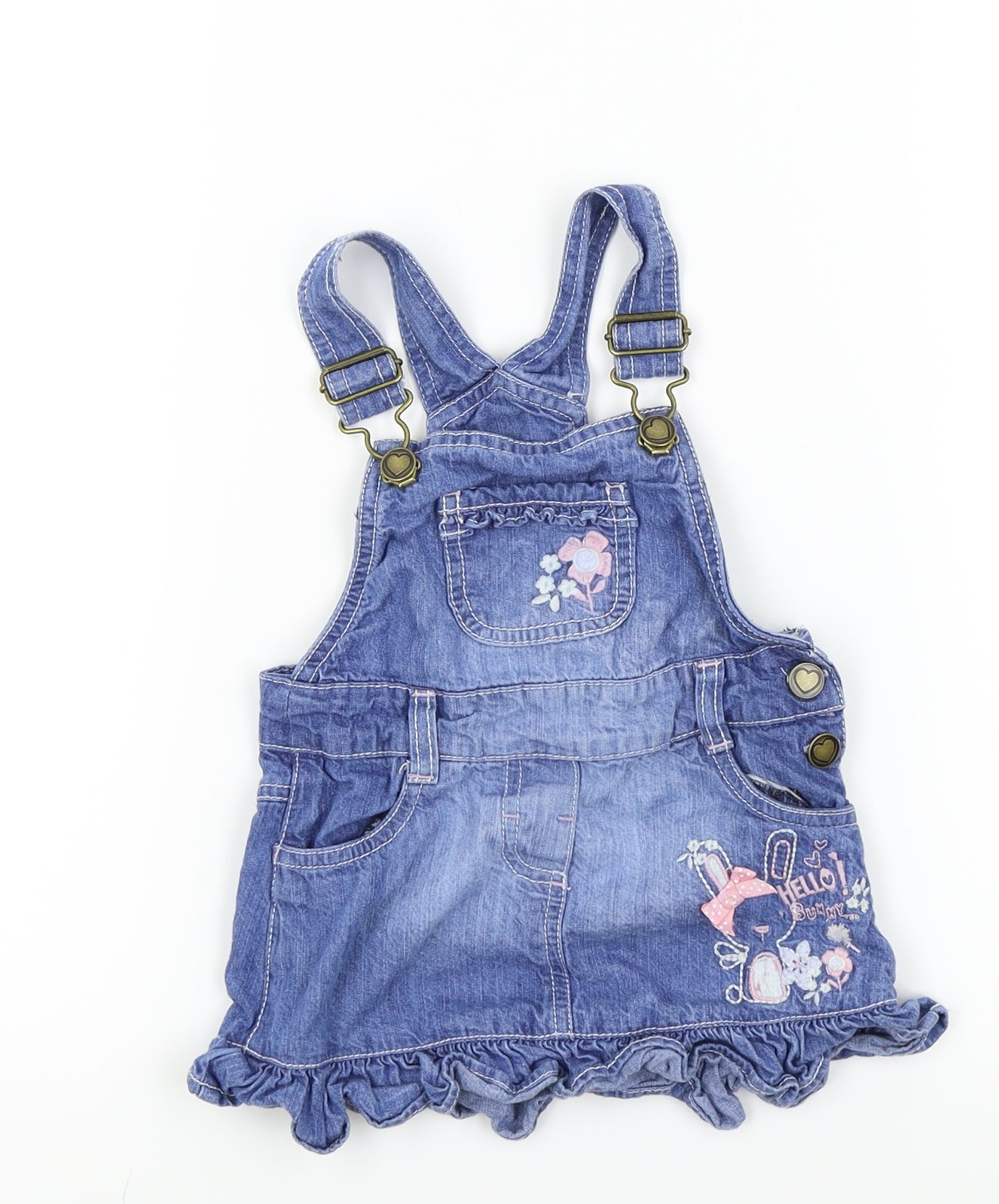 F&F  Blue   Pinafore/Dungaree Dress  Size 12-18 Months