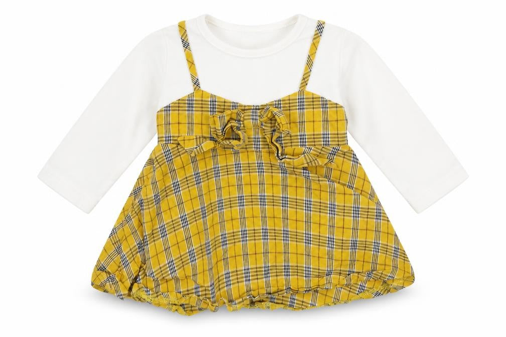 Front view of Preworn White Check Fit & Flare, size 3-6, Months