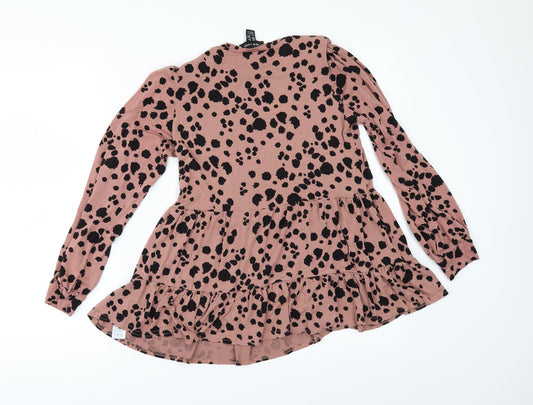 New Look Womens Pink Animal Print  Tunic Blouse Size 6