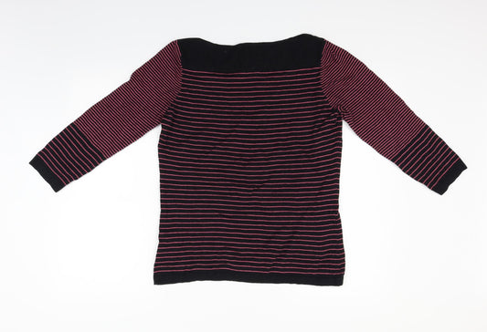 NEXT Womens Black Striped  Pullover Jumper Size 12