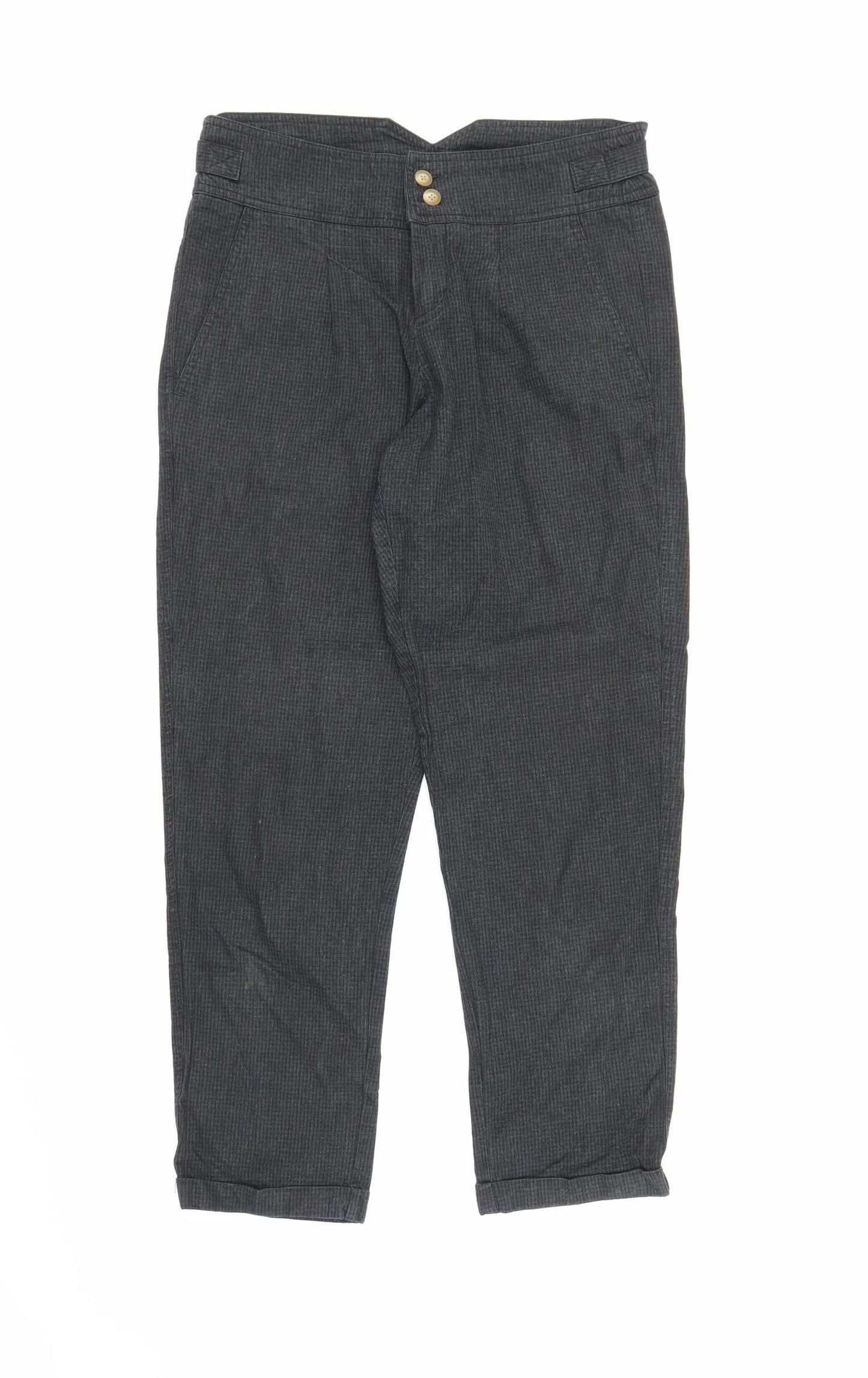 SOFT GREY Womens Grey Check  Capri Trousers Size 10 L25 in