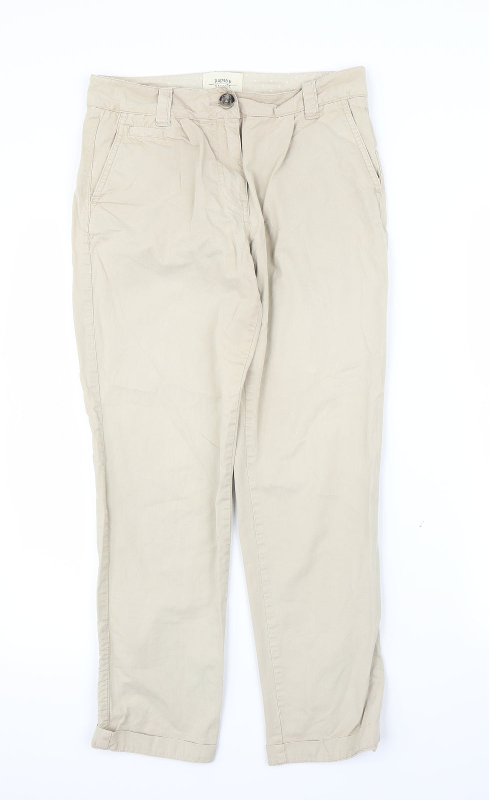 Papaya Womens Beige   Capri Trousers Size 8 L25 in
