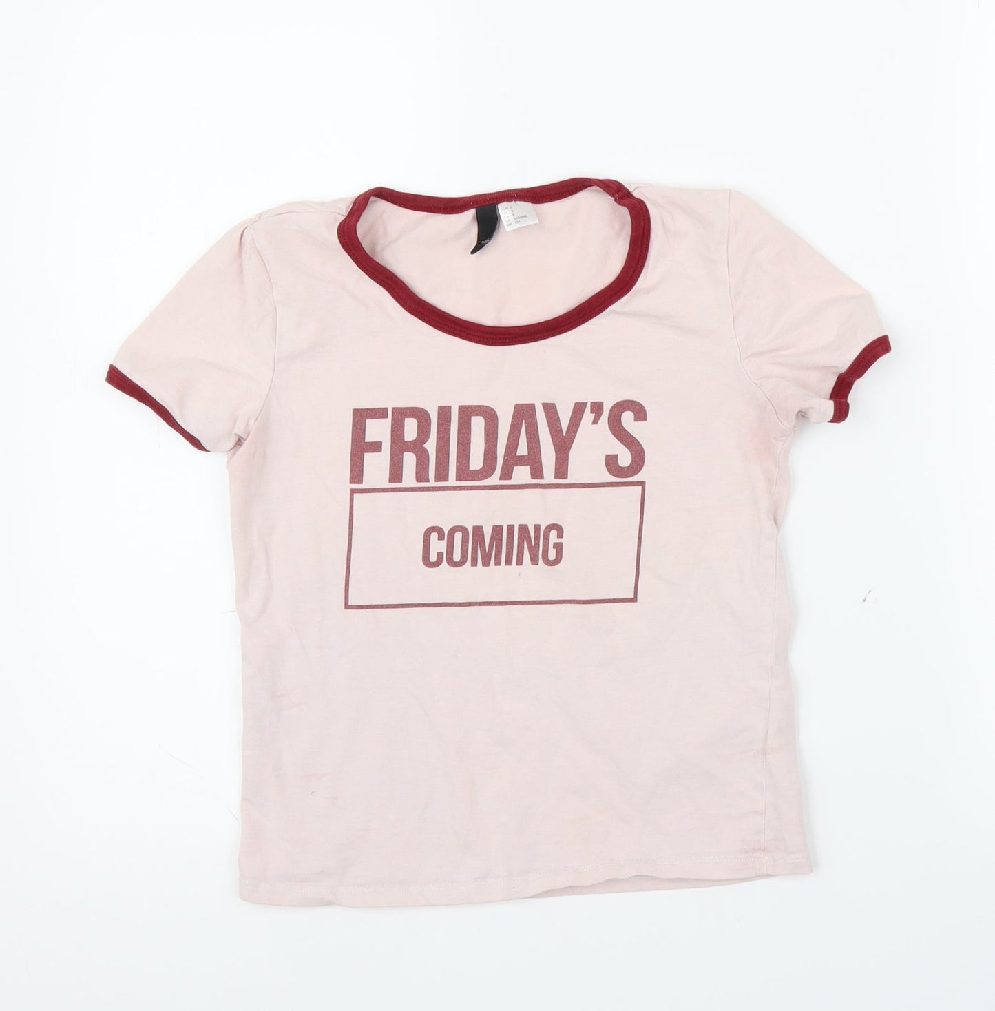 H&M Womens Pink   Ringer T-Shirt Size S