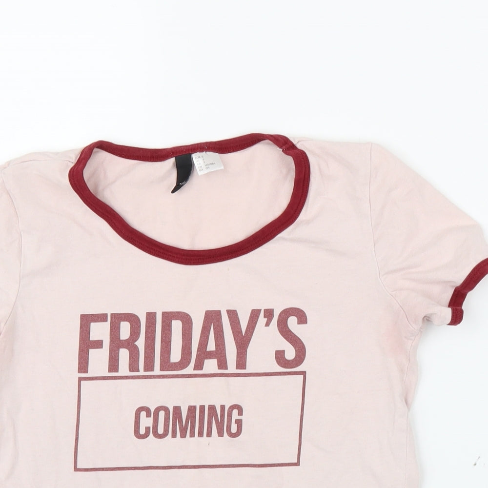 H&M Womens Pink   Ringer T-Shirt Size S