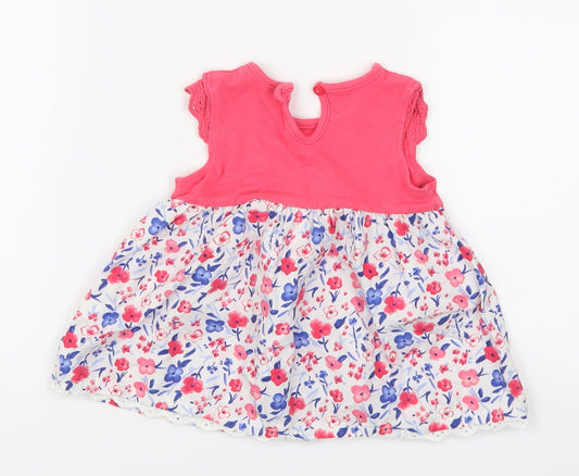 George Girls Pink Floral  Skater Dress  Size 0-3 Months