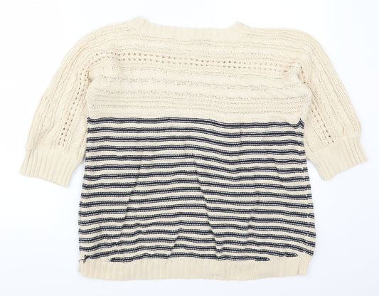 Oasis Womens Beige Striped  Pullover Jumper Size L
