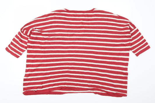 Fig Womens Red Striped  Pullover Jumper One Size