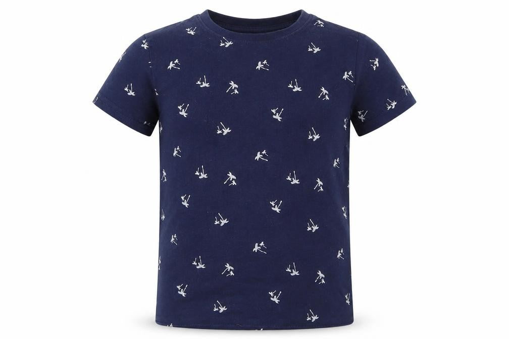 Primark Boys Blue   Basic T-Shirt Size 5-6 Years  - Palm Leaves