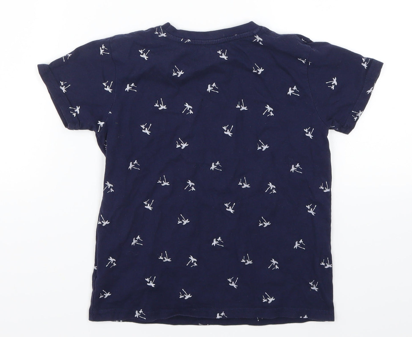 Primark Boys Blue   Basic T-Shirt Size 5-6 Years  - Palm Leaves