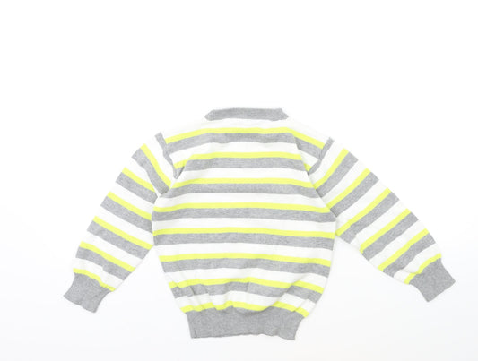 Rebel Boys White Striped  Pullover Jumper Size 4-5 Years