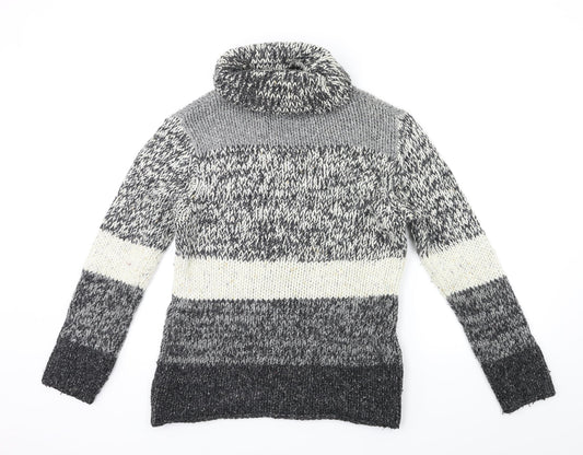 Platinum Womens Grey Striped Knit Pullover Jumper Size S