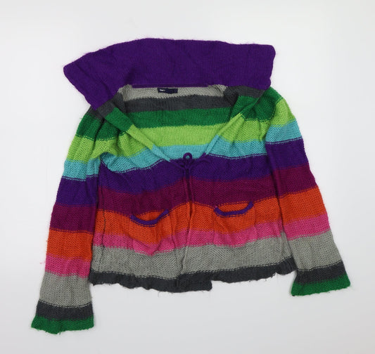 Gap Girls Purple Striped  Cardigan Jumper Size 10 Years