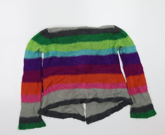 Gap Girls Purple Striped  Cardigan Jumper Size 10 Years