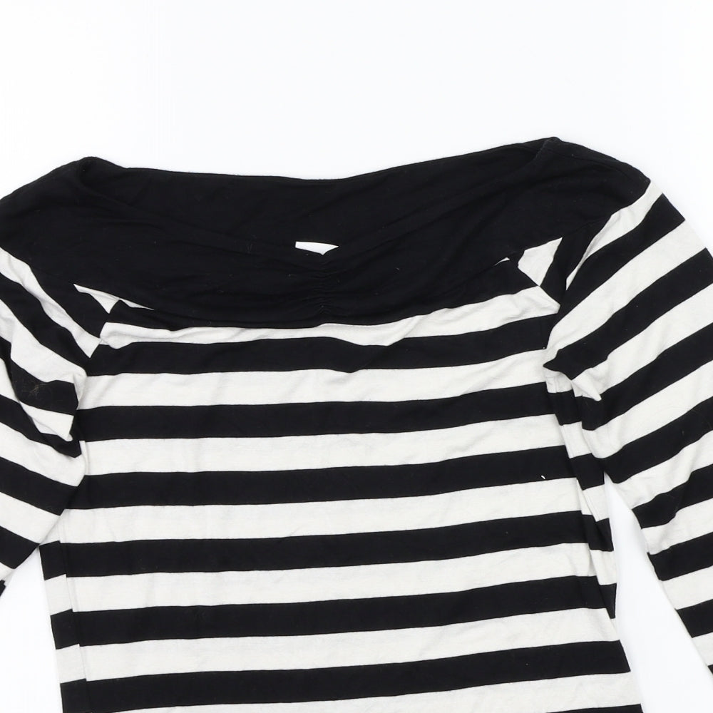Body Flirt Womens Black Striped  Basic T-Shirt Size XS