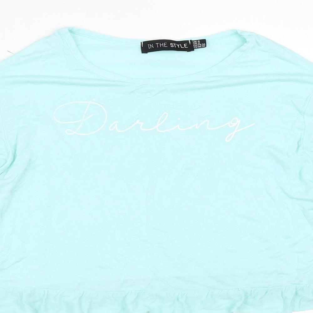 In the Style Womens Blue   Basic T-Shirt Size 6