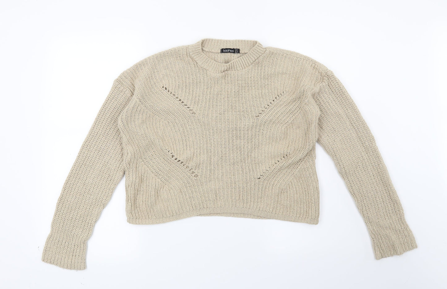 Boohoo Womens Beige   Pullover Jumper Size S
