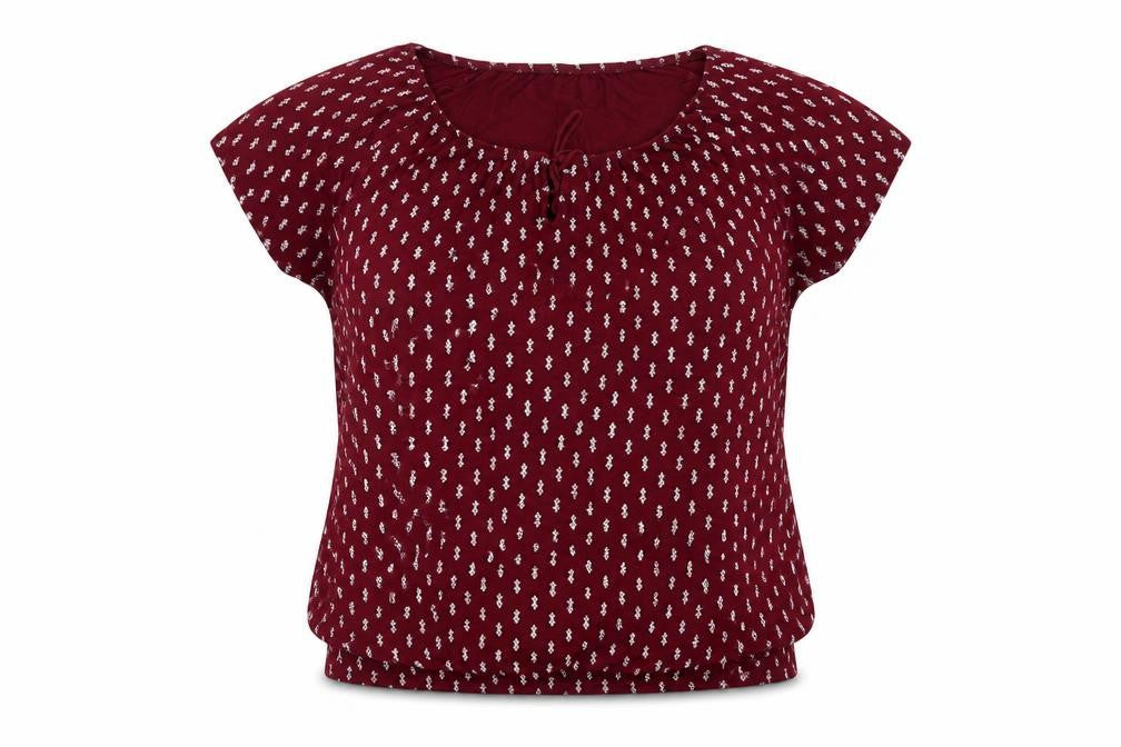 Vivance Womens Red Geometric  Basic Blouse Size 10