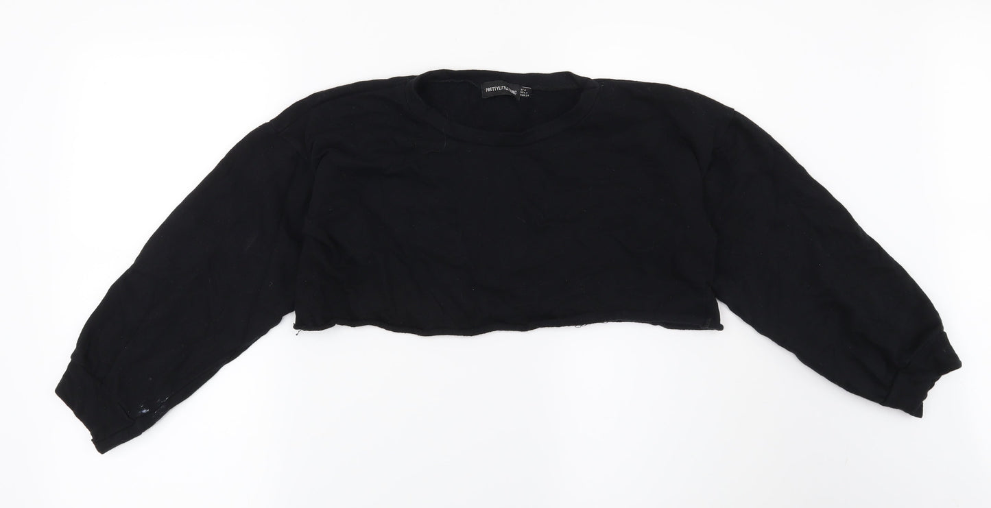 PRETTYLITTLETHING Womens Black   Pullover Sweatshirt Size 6