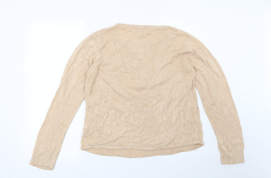Reflect Womens Beige Geometric  Pullover Jumper Size L