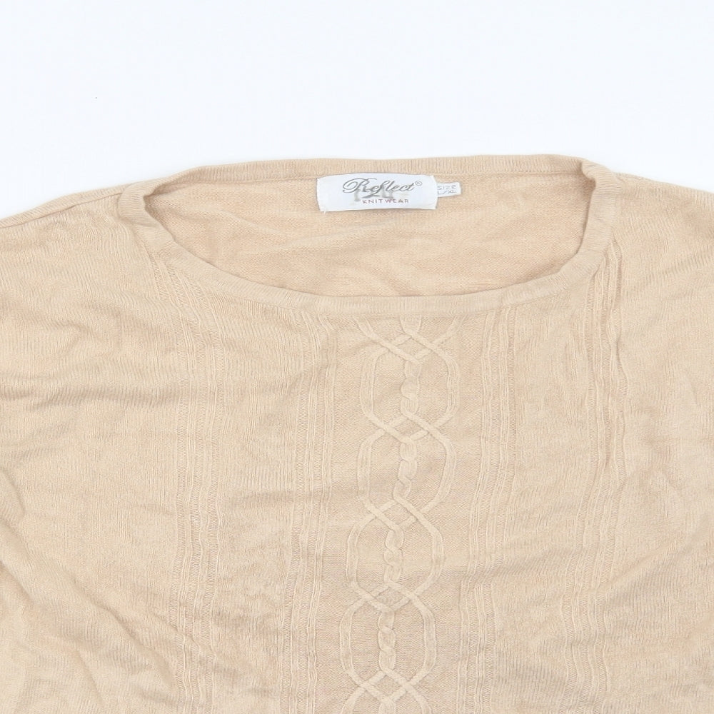 Reflect Womens Beige Geometric  Pullover Jumper Size L