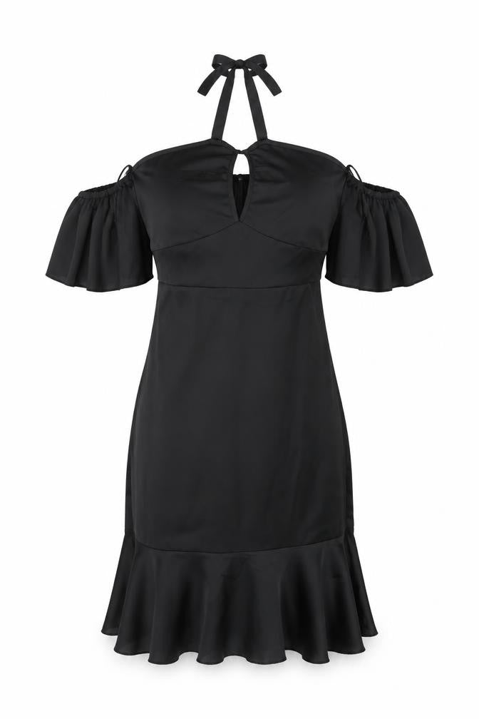 Boohoo Womens Black  Satin Bodycon  Size 8