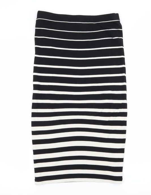 Sports Girl Womens Black Striped Jersey Straight & Pencil Skirt Size XS