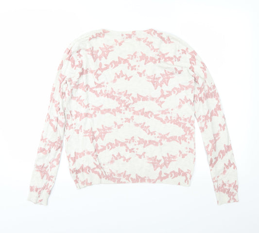Marks and Spencer Womens Pink Geometric Knit Pullover Jumper Size 14