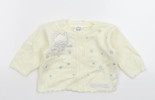 Debenhams Baby White  Knit Cardigan Jumper Size 3-6 Months