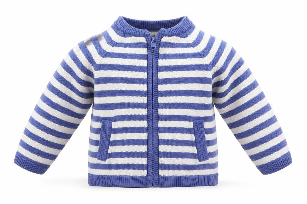 Merc Baby Blue Striped Knit Cardigan Jumper Size 0-3 Months