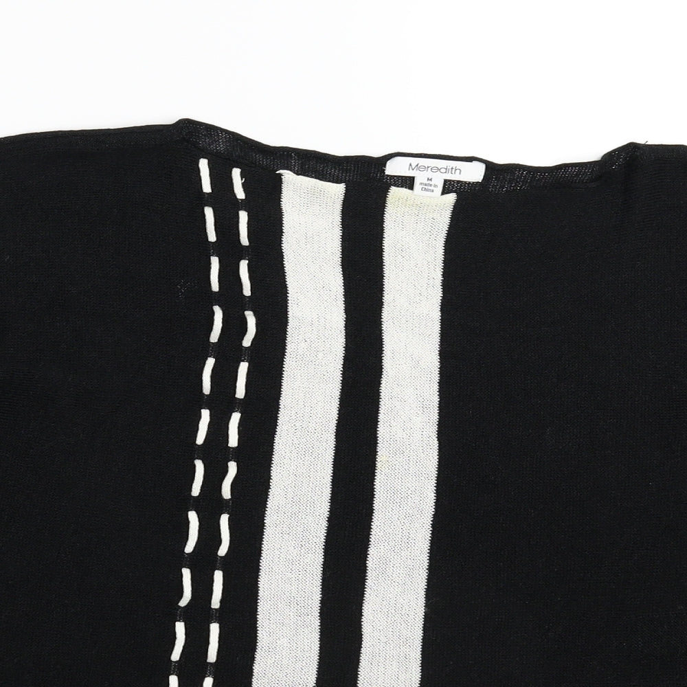 Meredith Womens Black Striped Knit Pullover Jumper Size M