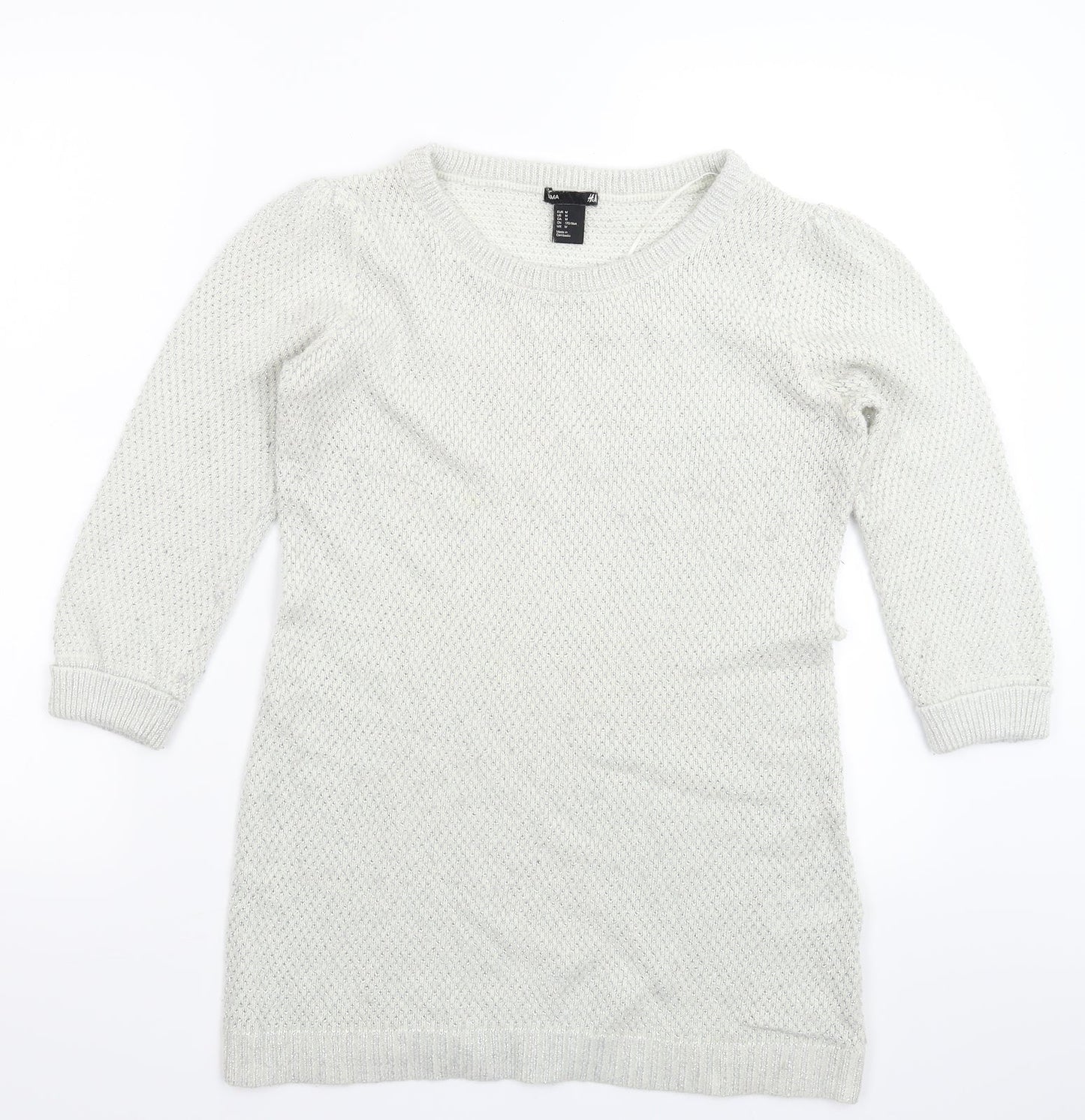 H&M Womens White  Knit Pullover Jumper Size M