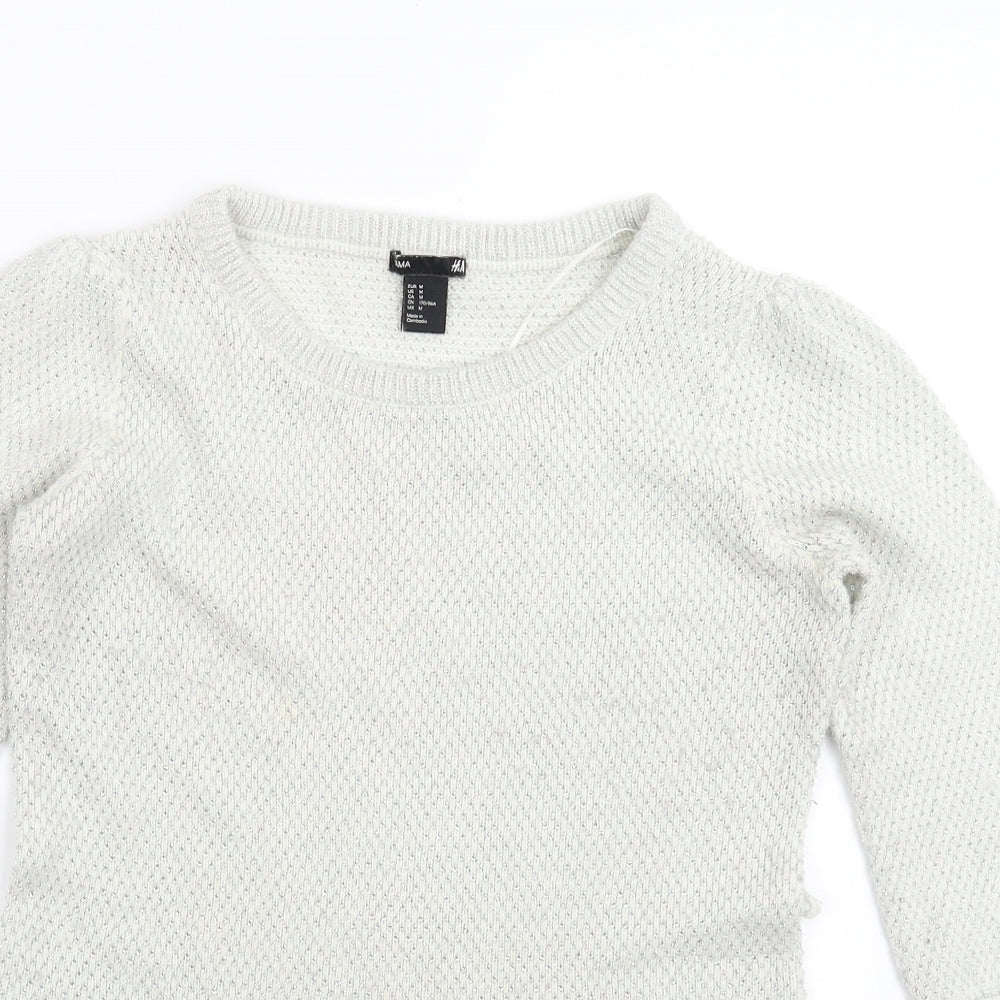 H&M Womens White  Knit Pullover Jumper Size M