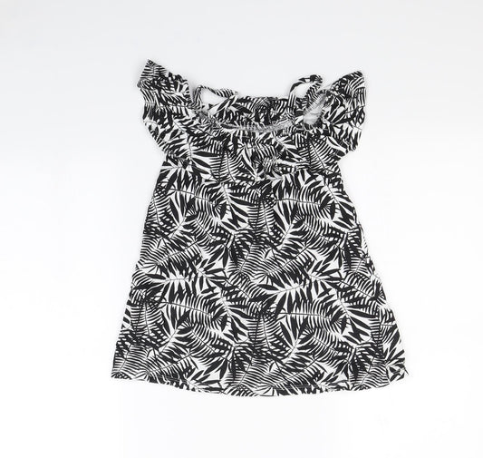 Preworn Girls Black Floral  Mini  Size 4 Years