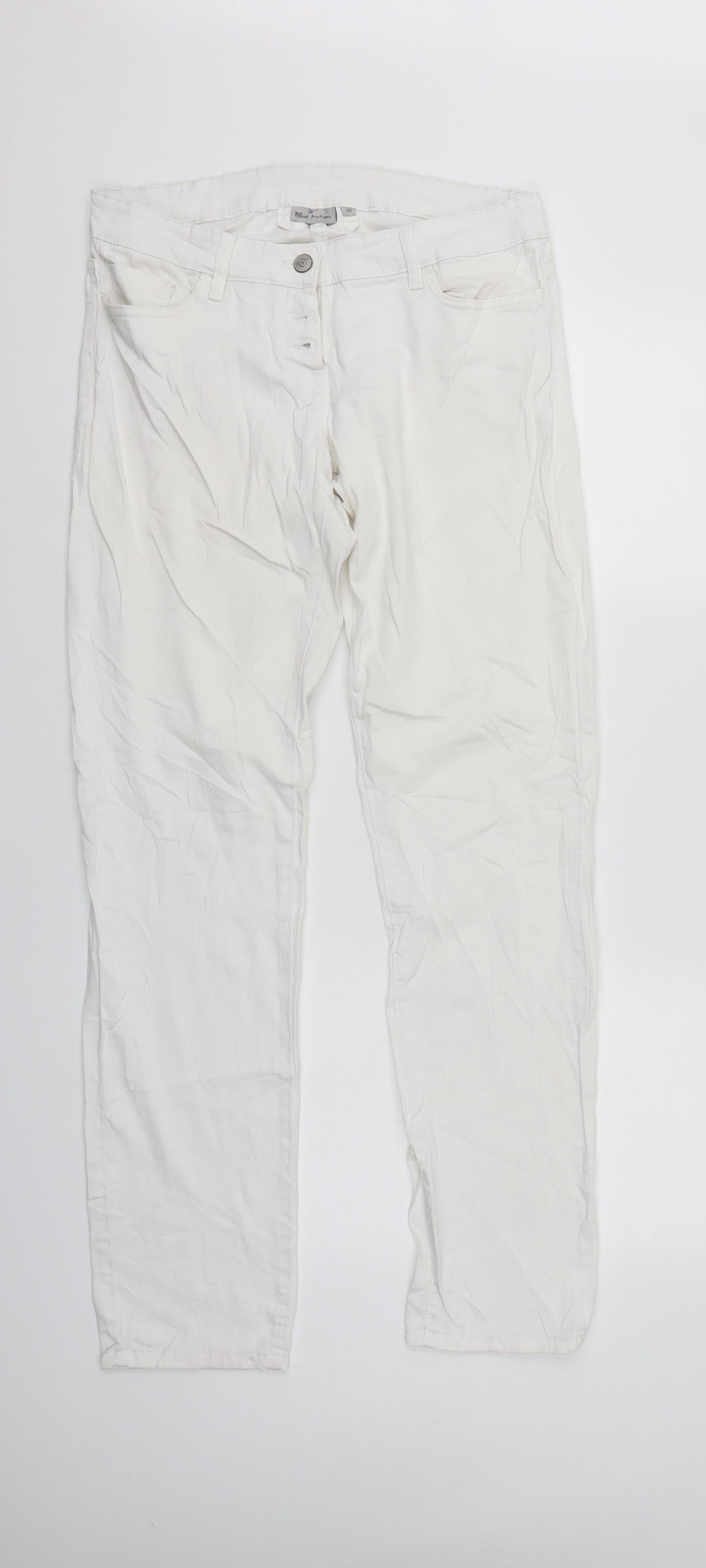 Blue motion Womens White  Denim Straight Jeans Size 10 L30 in