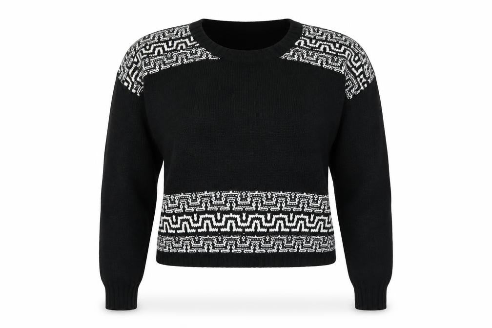 New Look Womens Black Geometric  Pullover Jumper Size 8