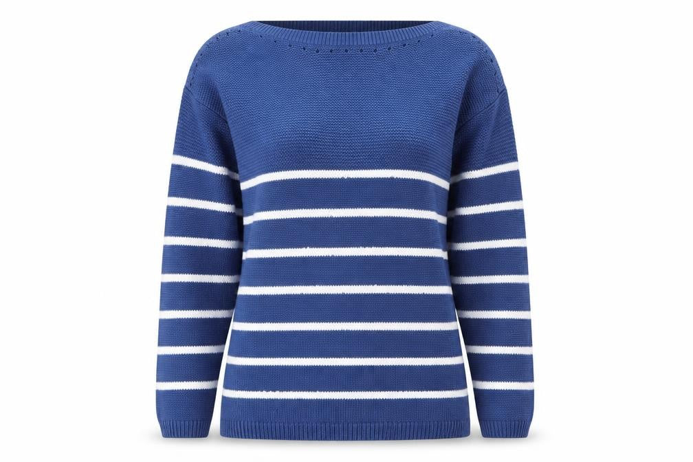 Marble Womens Blue Striped Knit Pullover Jumper Size XS