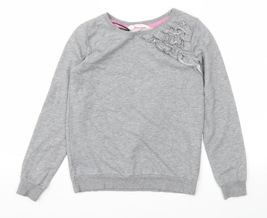 H&M Girls Grey Floral  Pullover Jumper Size 10-11 Years