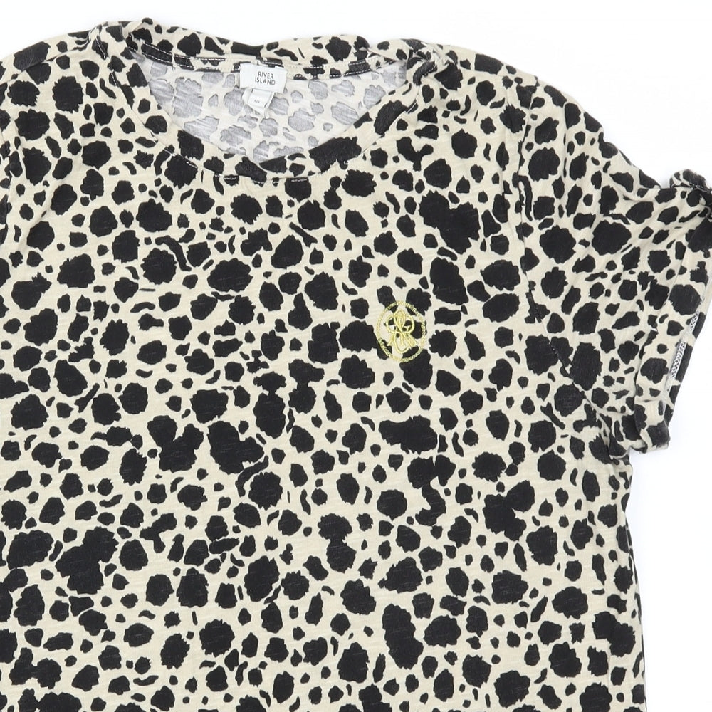 River Island Womens Brown Animal Print  Basic T-Shirt Size 10