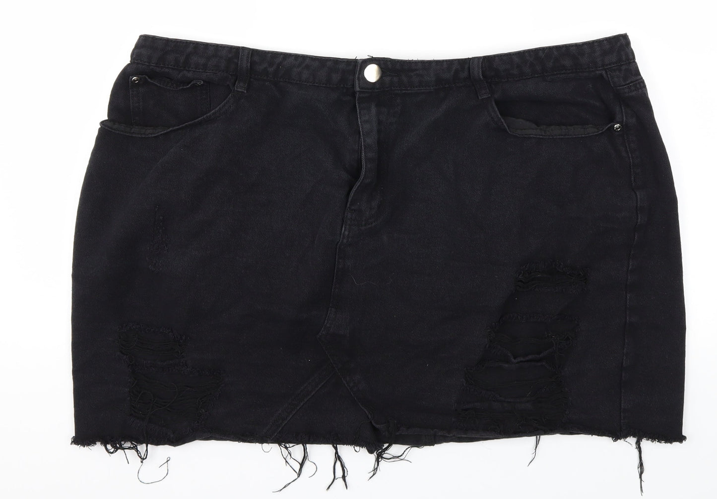 Boohoo Womens Black   A-Line Skirt Size 44 in