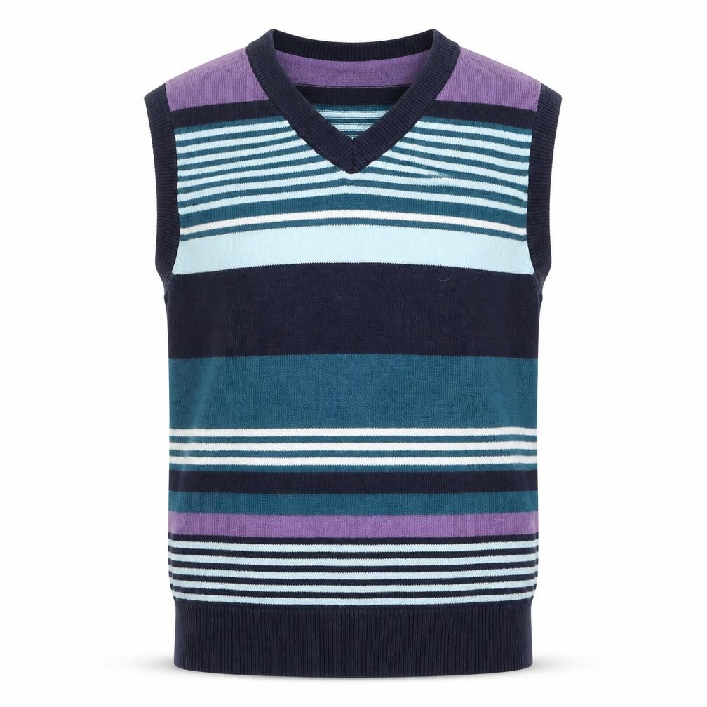 Next Boys Purple Striped  Vest Jumper Size 6 Years  - Blue