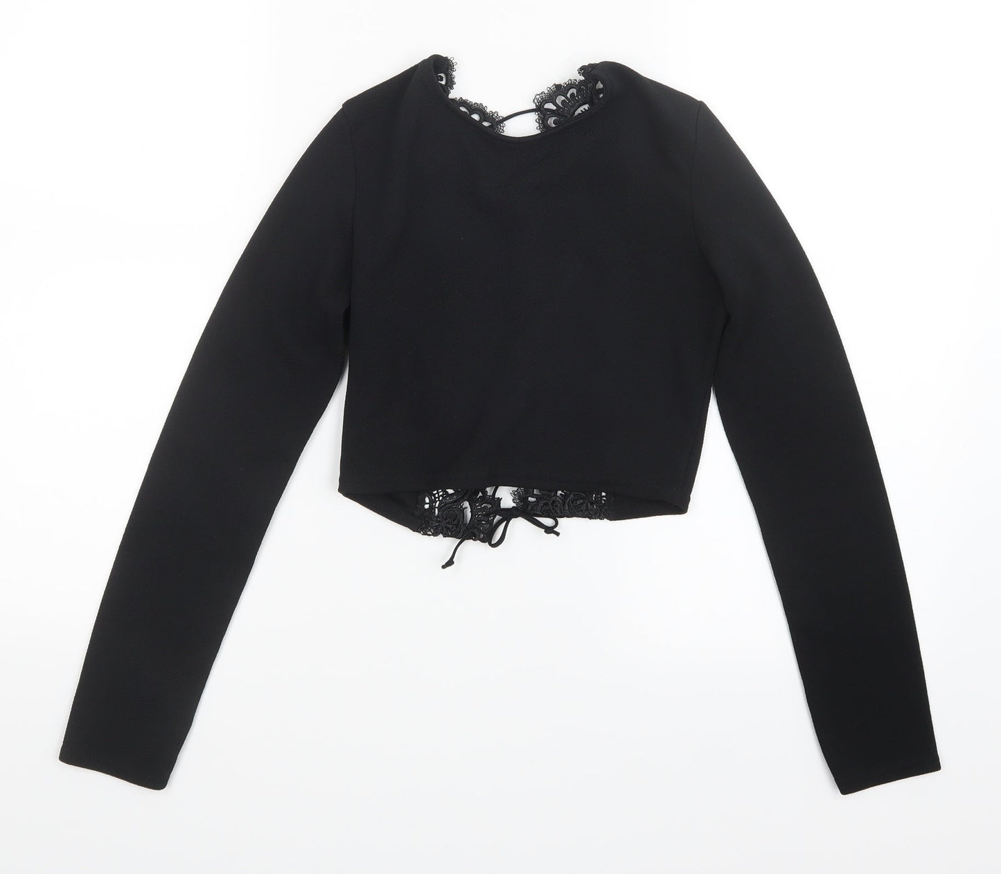 PRETTYLITTLETHING Womens Black   Cropped T-Shirt Size 6