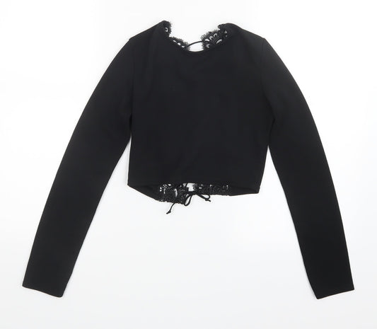 PRETTYLITTLETHING Womens Black   Cropped T-Shirt Size 6